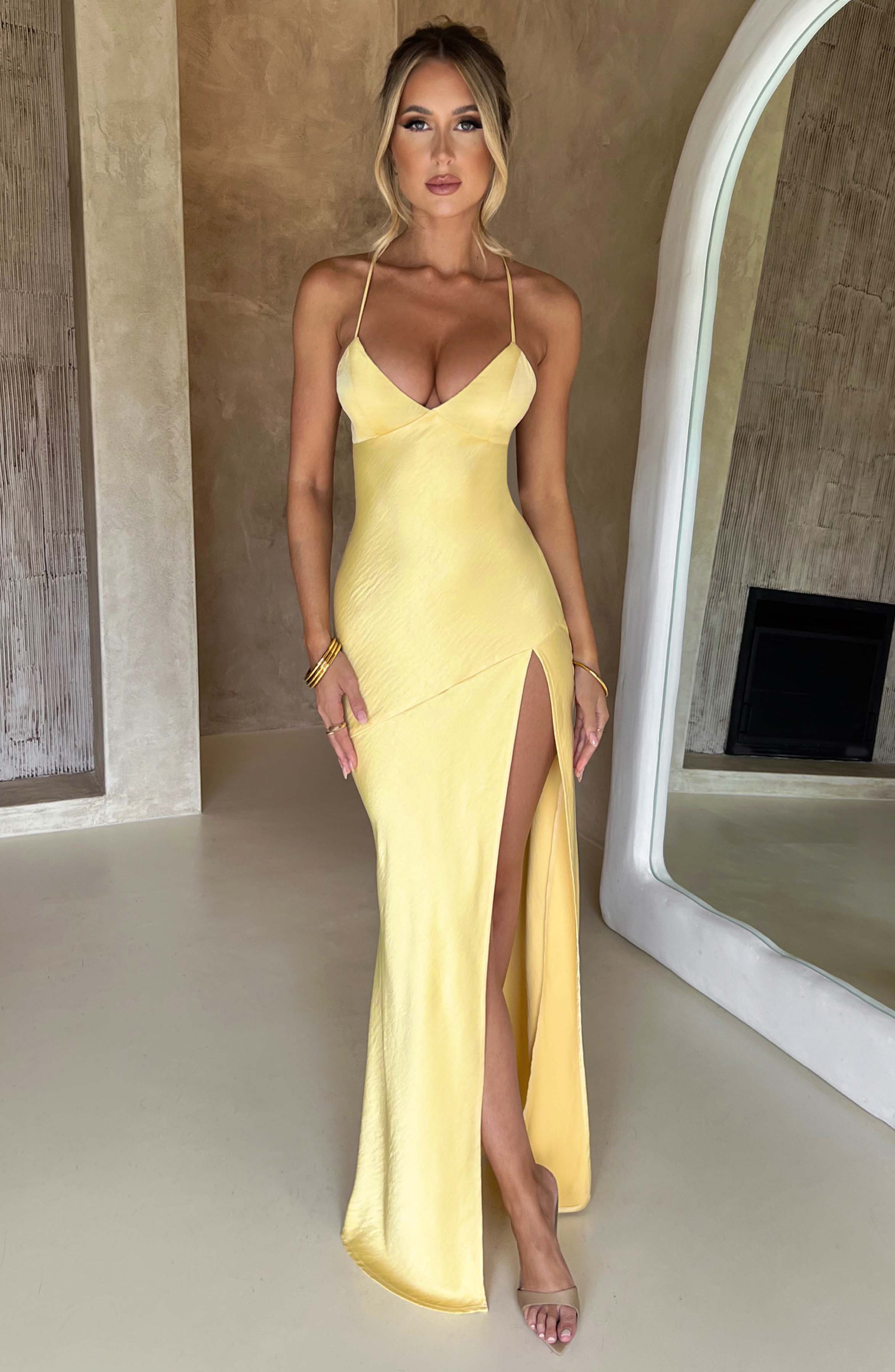 Ruby Radiance Maxi Dress- Lemon - Sassygrove