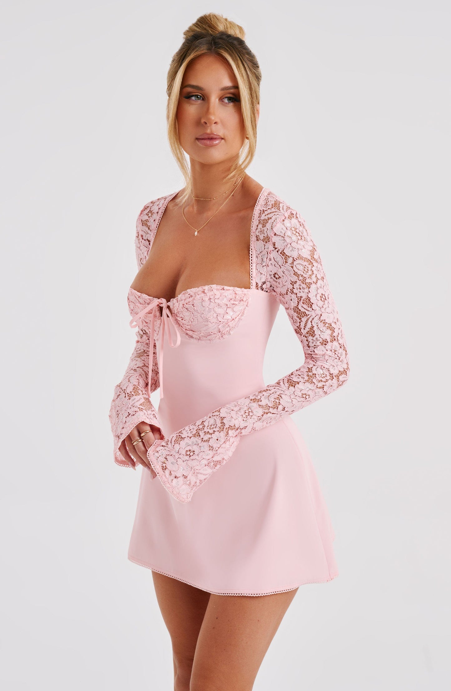 Twilight Temptation Mini Dress - Blush - Sassygrove