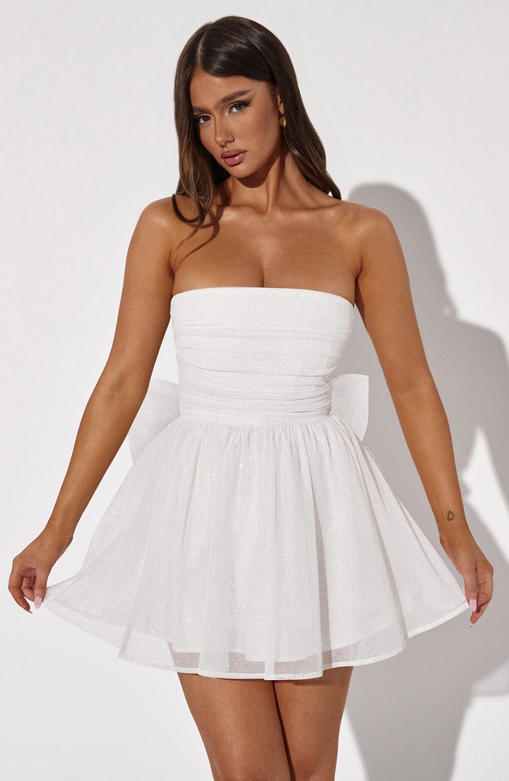 Melinda Mini Dress - Ivory Sparkle - Sassygrove