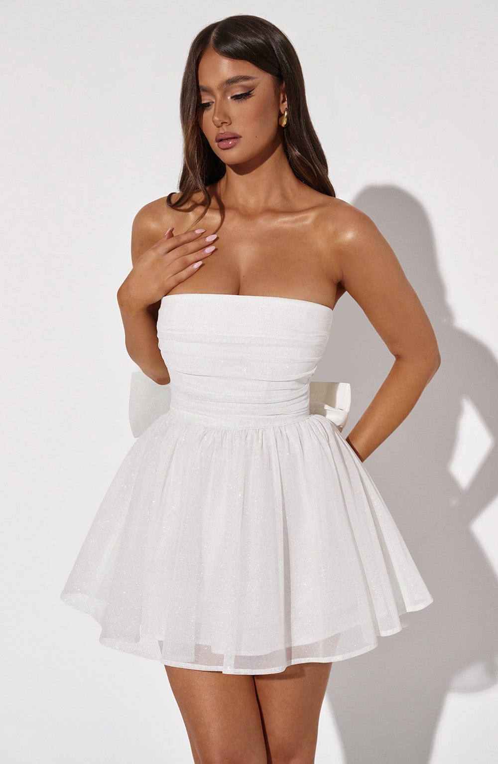 Melinda Mini Dress - Ivory Sparkle - Sassygrove