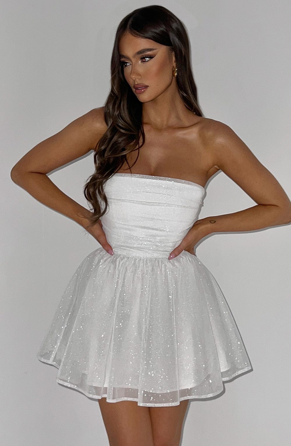 Melinda Mini Dress - Ivory Sparkle - Sassygrove