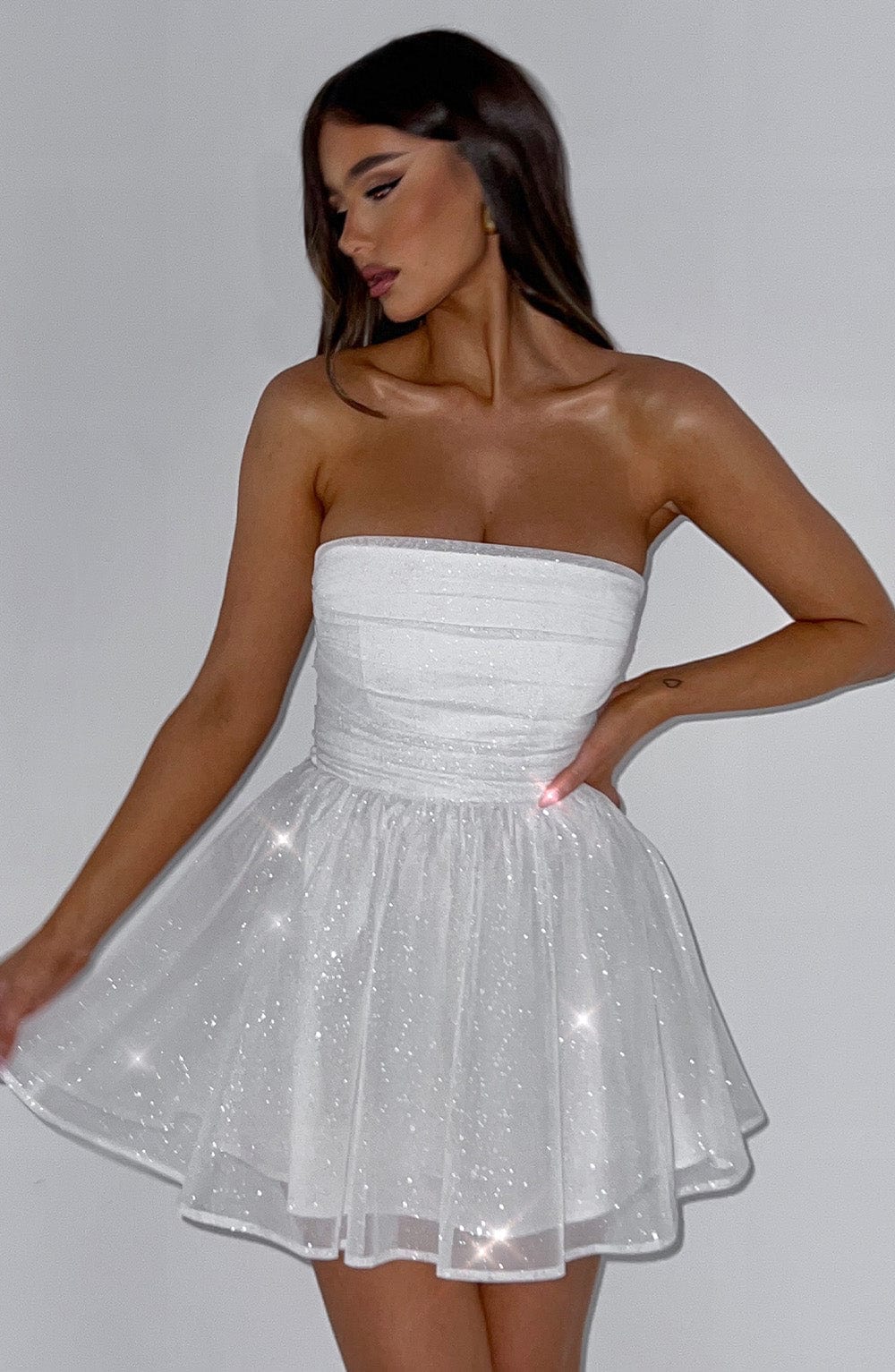 Melinda Mini Dress - Ivory Sparkle - Sassygrove