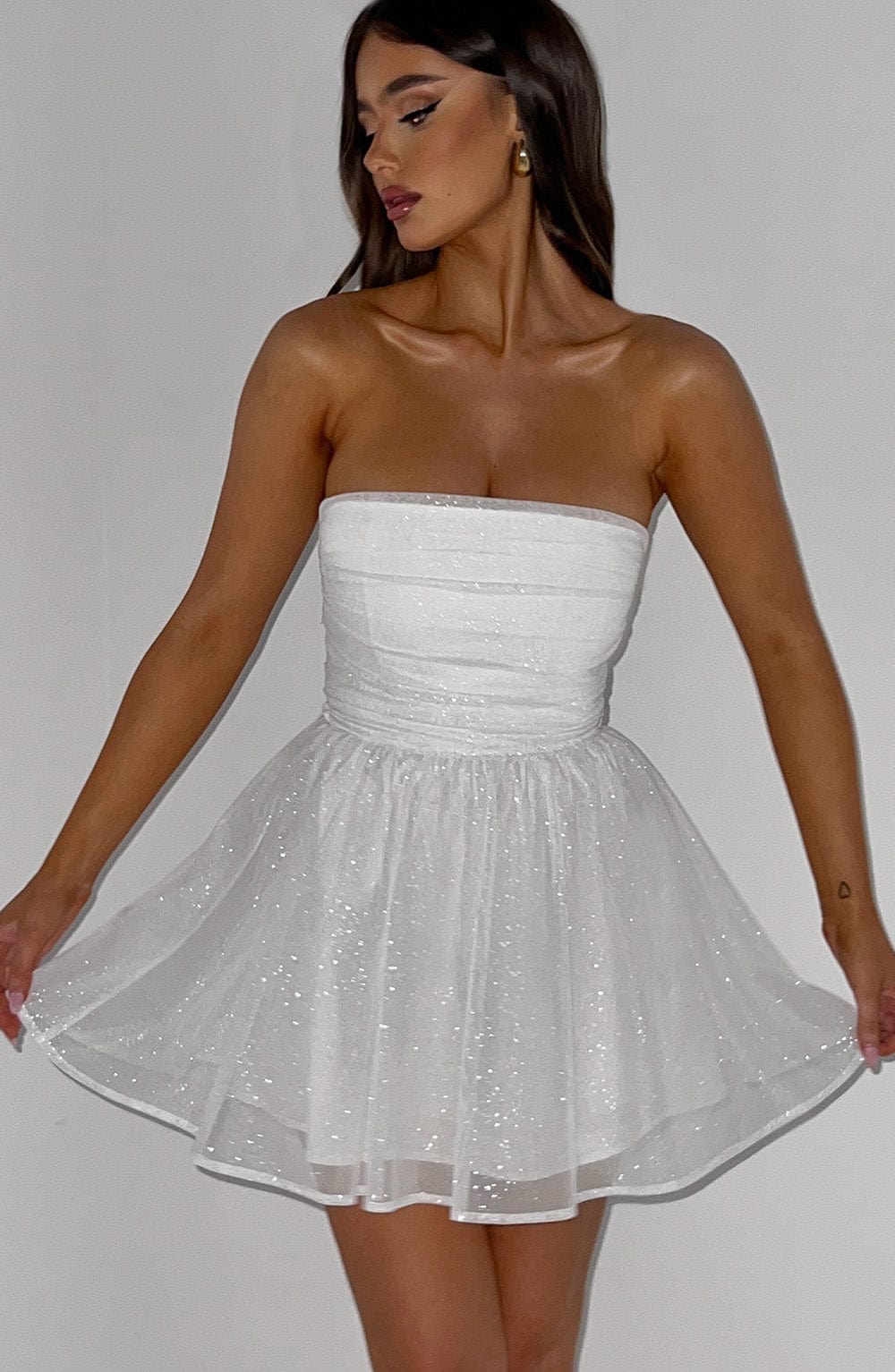 Melinda Mini Dress - Ivory Sparkle - Sassygrove