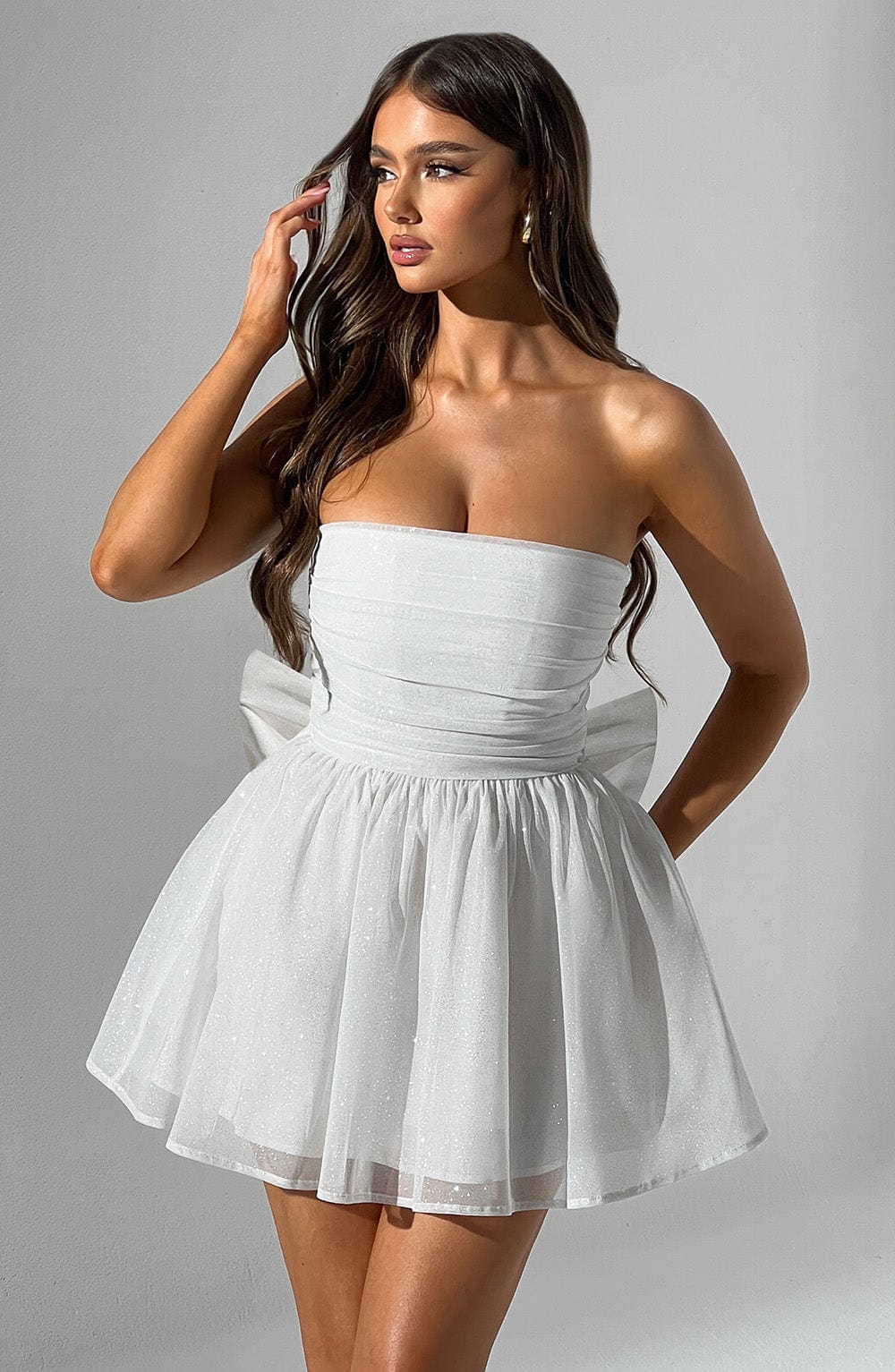 Melinda Mini Dress - Ivory Sparkle - Sassygrove