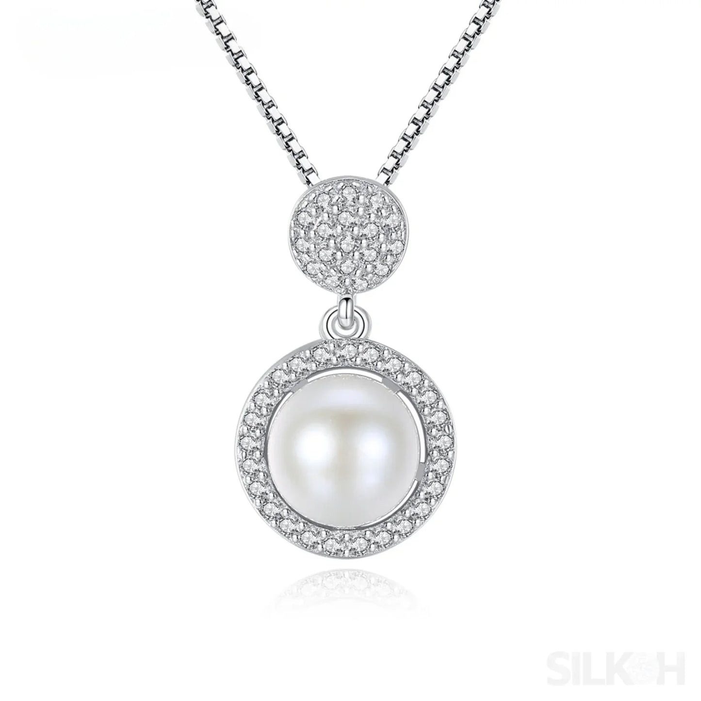 Micropaved Cubic Zirconia Sterling Silver Pearl Bridal Jewelry Set Ana