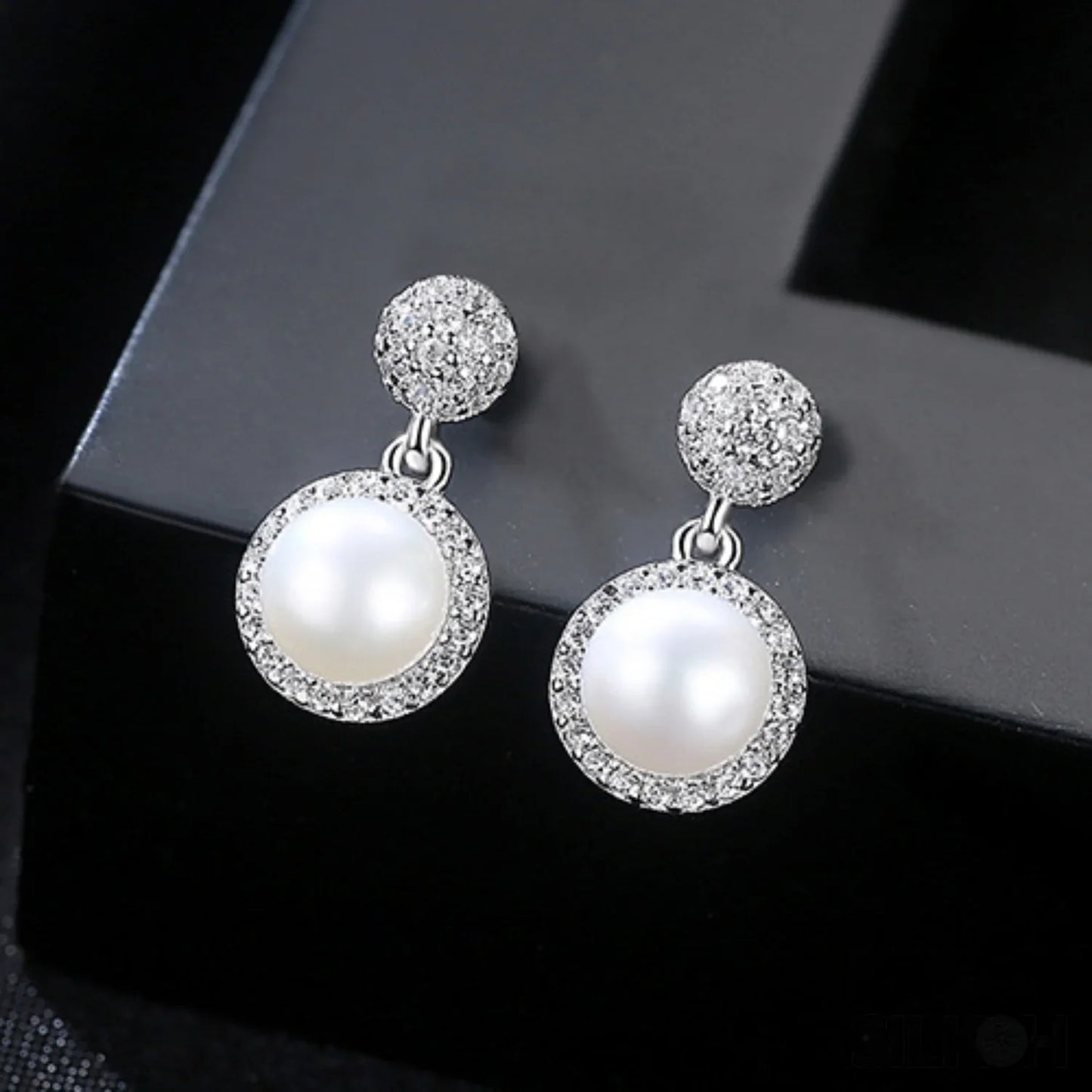 Micropaved Zirconia Freshwater Sterling Silver Pearl Stud Earring Arya