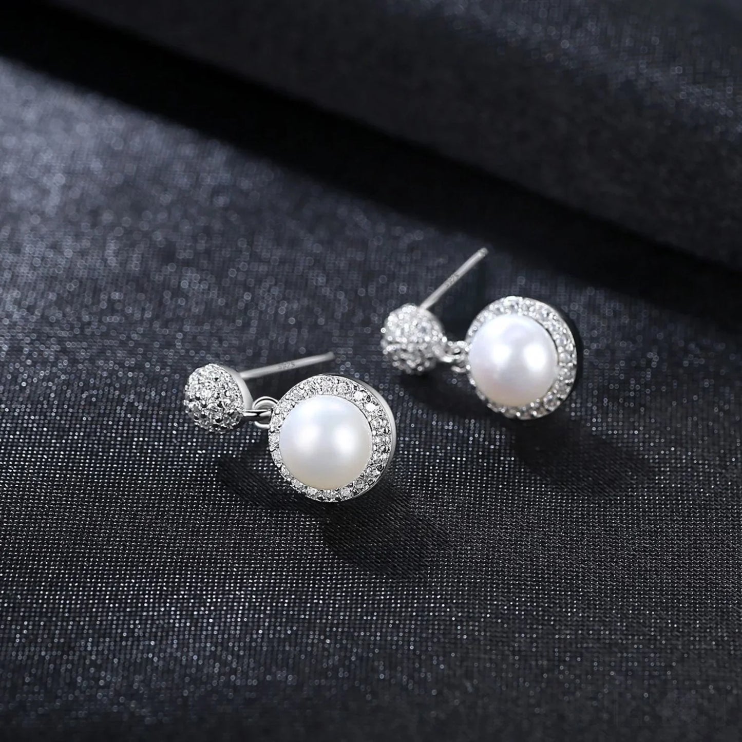 Micropaved Zirconia Freshwater Sterling Silver Pearl Stud Earring Arya