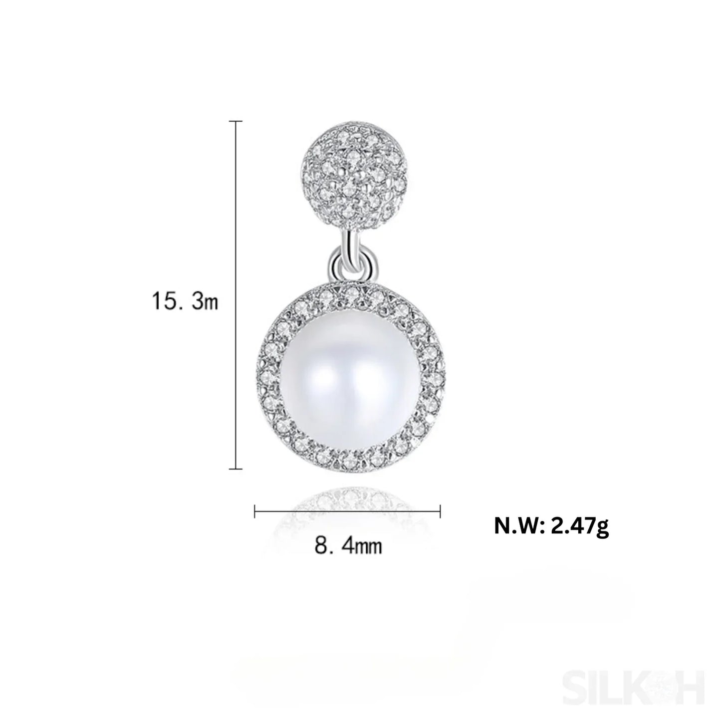 Micropaved Zirconia Freshwater Sterling Silver Pearl Stud Earring Arya