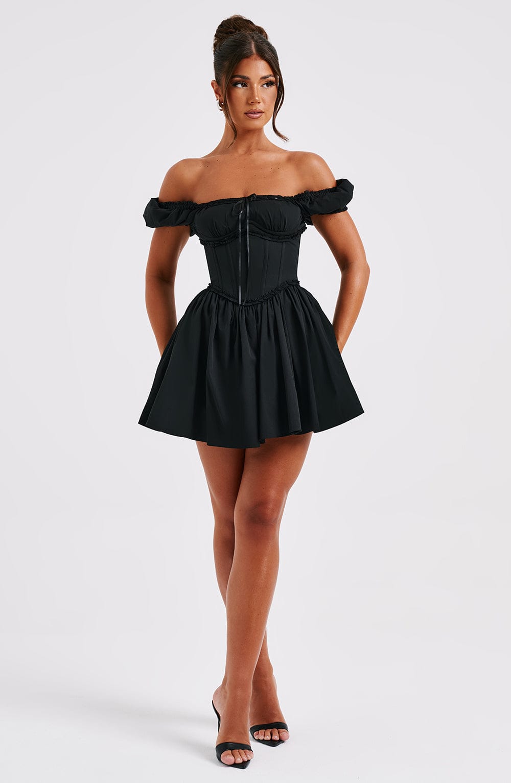 Phoebe Mini Dress-Black - Sassygrove