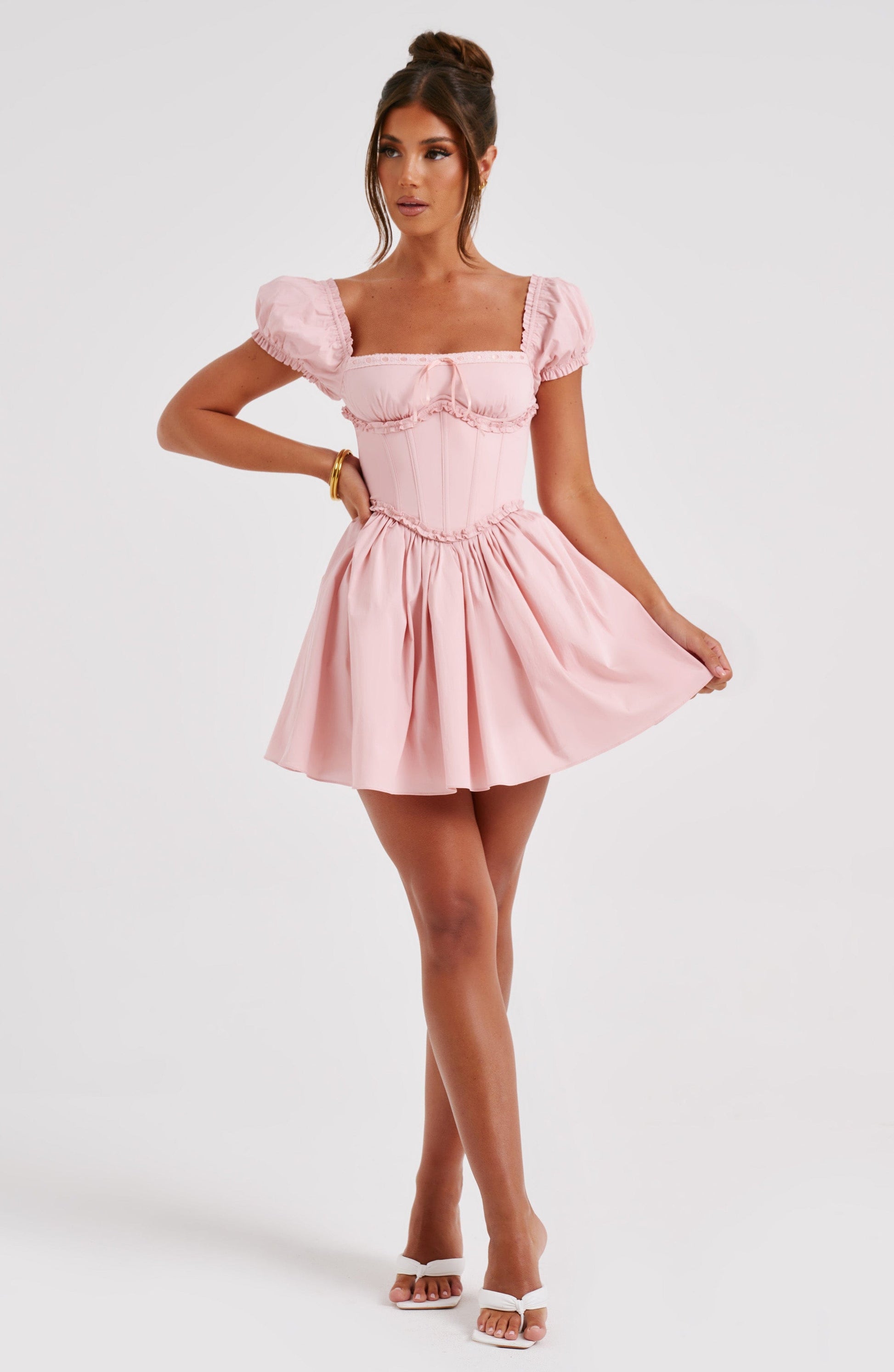 Phoebe Mini Dress - Blush - Sassygrove