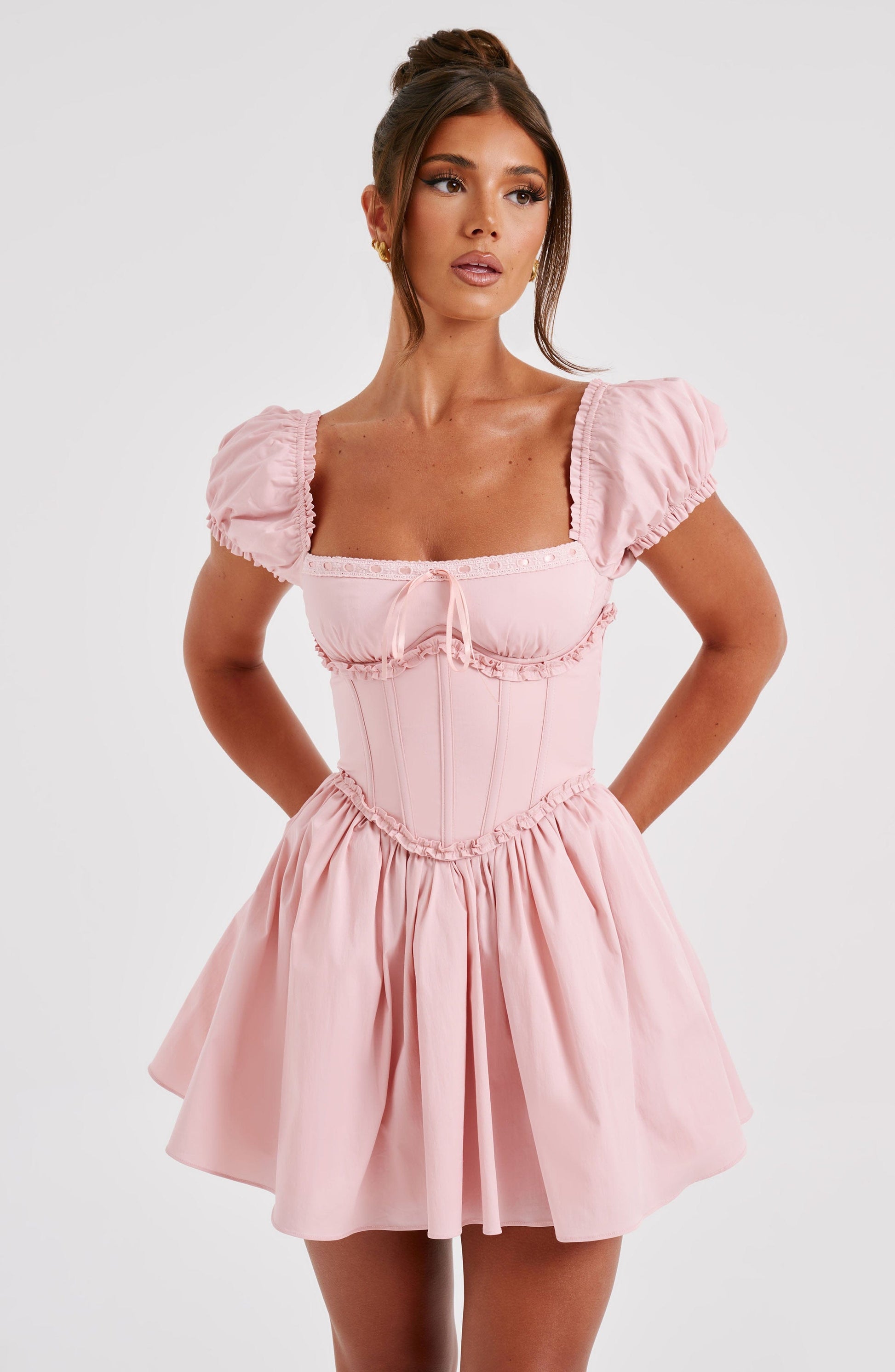 Phoebe Mini Dress - Blush - Sassygrove