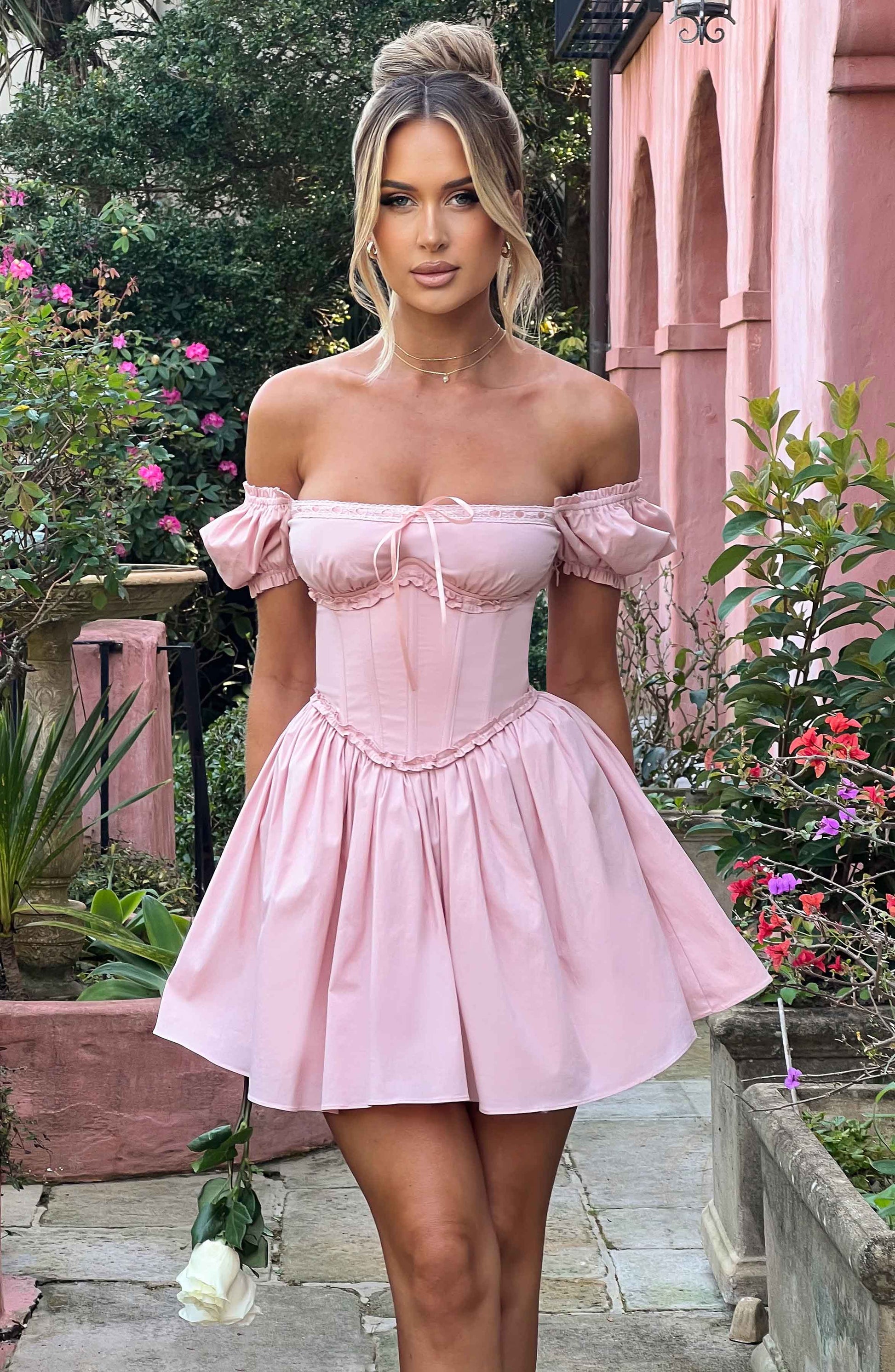 Phoebe Mini Dress - Blush - Sassygrove