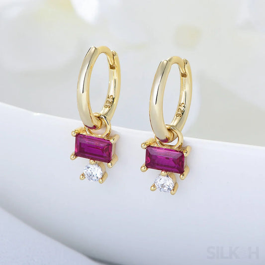 Purple Sterling Silver CZ Hoop Earrings Cia