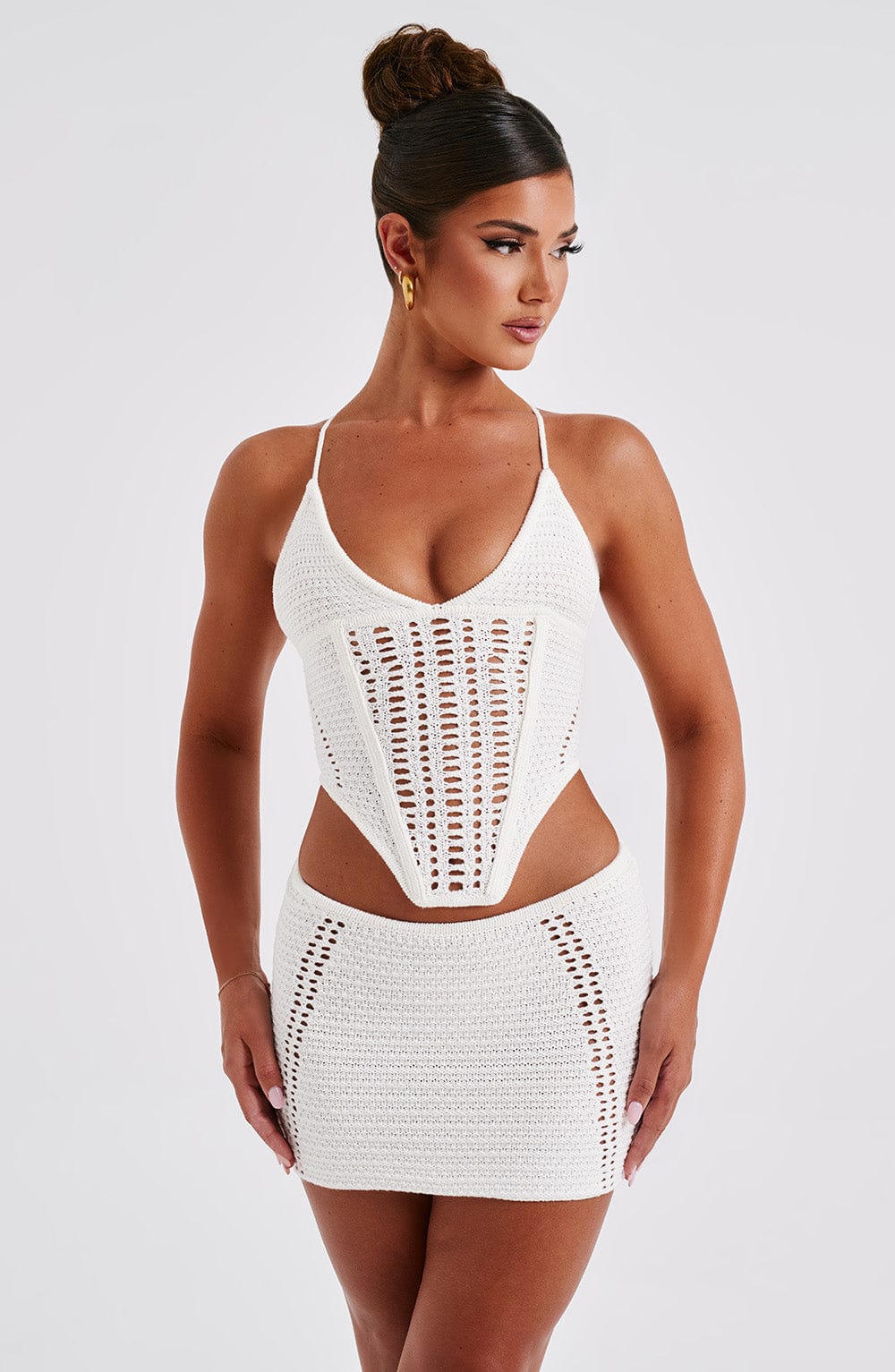 Sunlit Sands Mini Skirt-White - Sassygrove