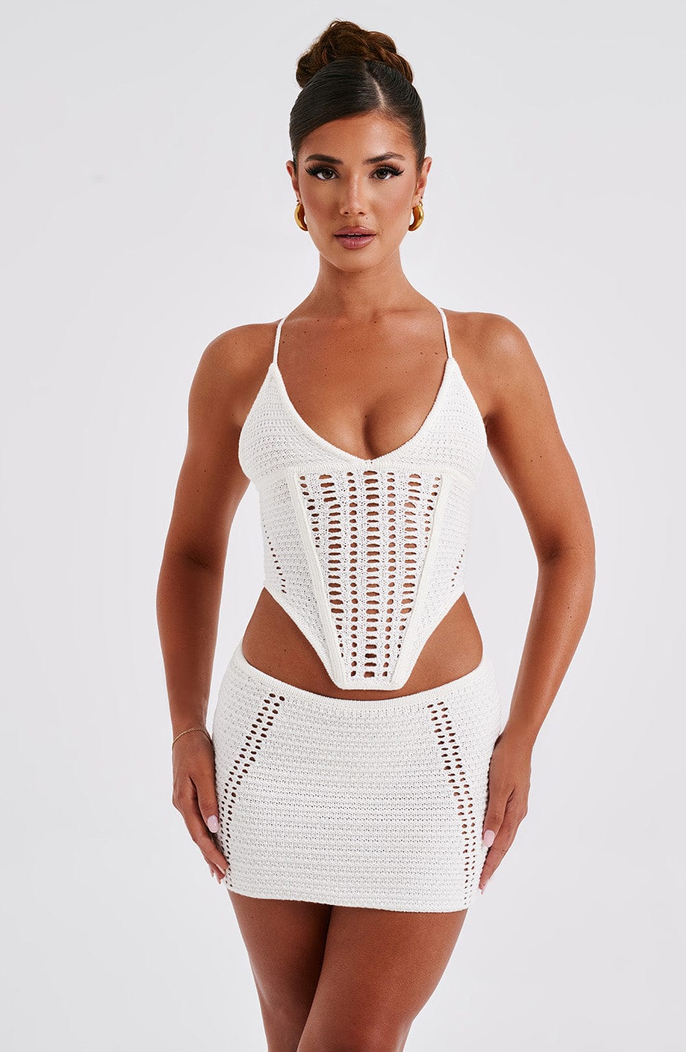 Sunlit Sands Mini Skirt-White - Sassygrove