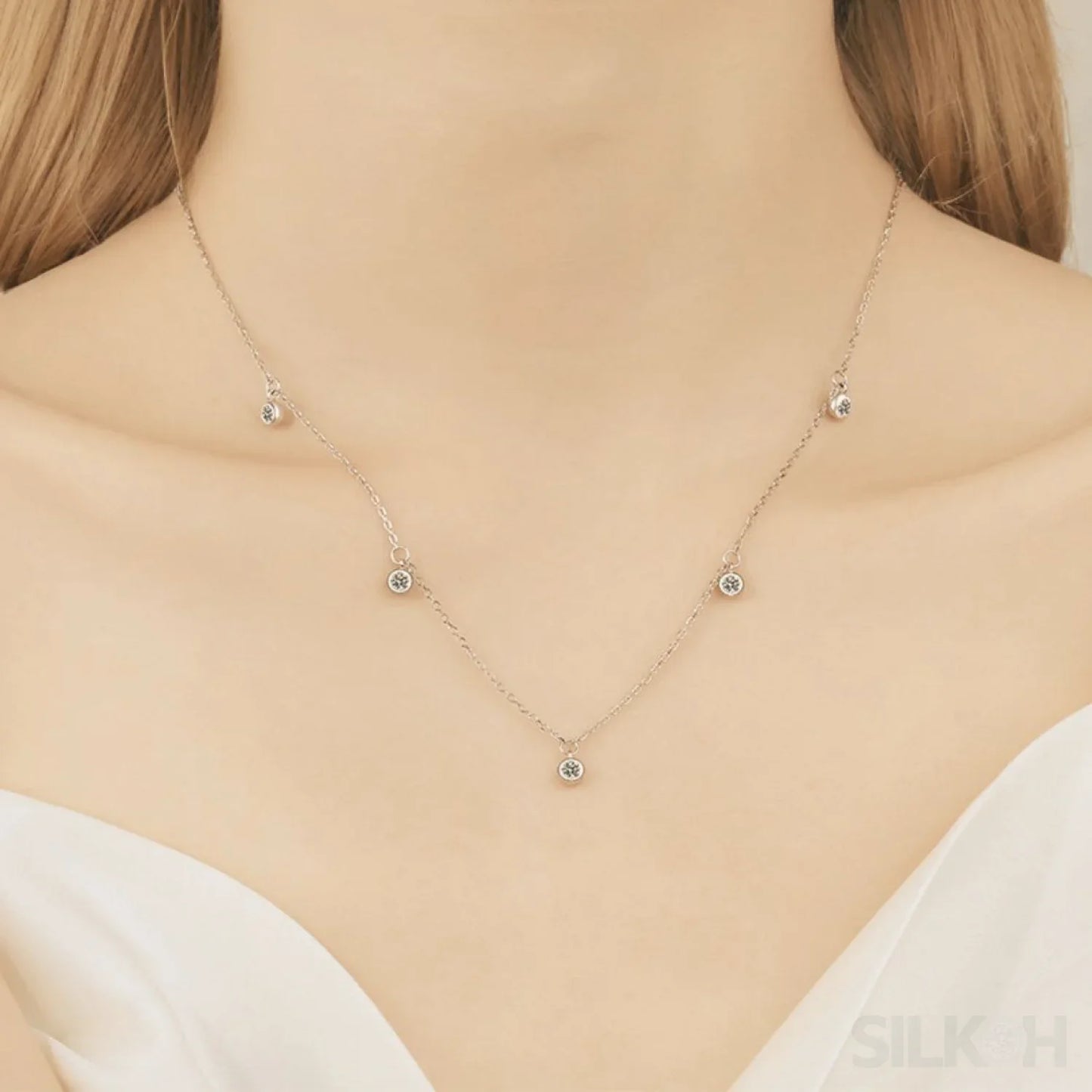 Star Clavicle 925 Sterling Silver Moissanite Necklace Cam