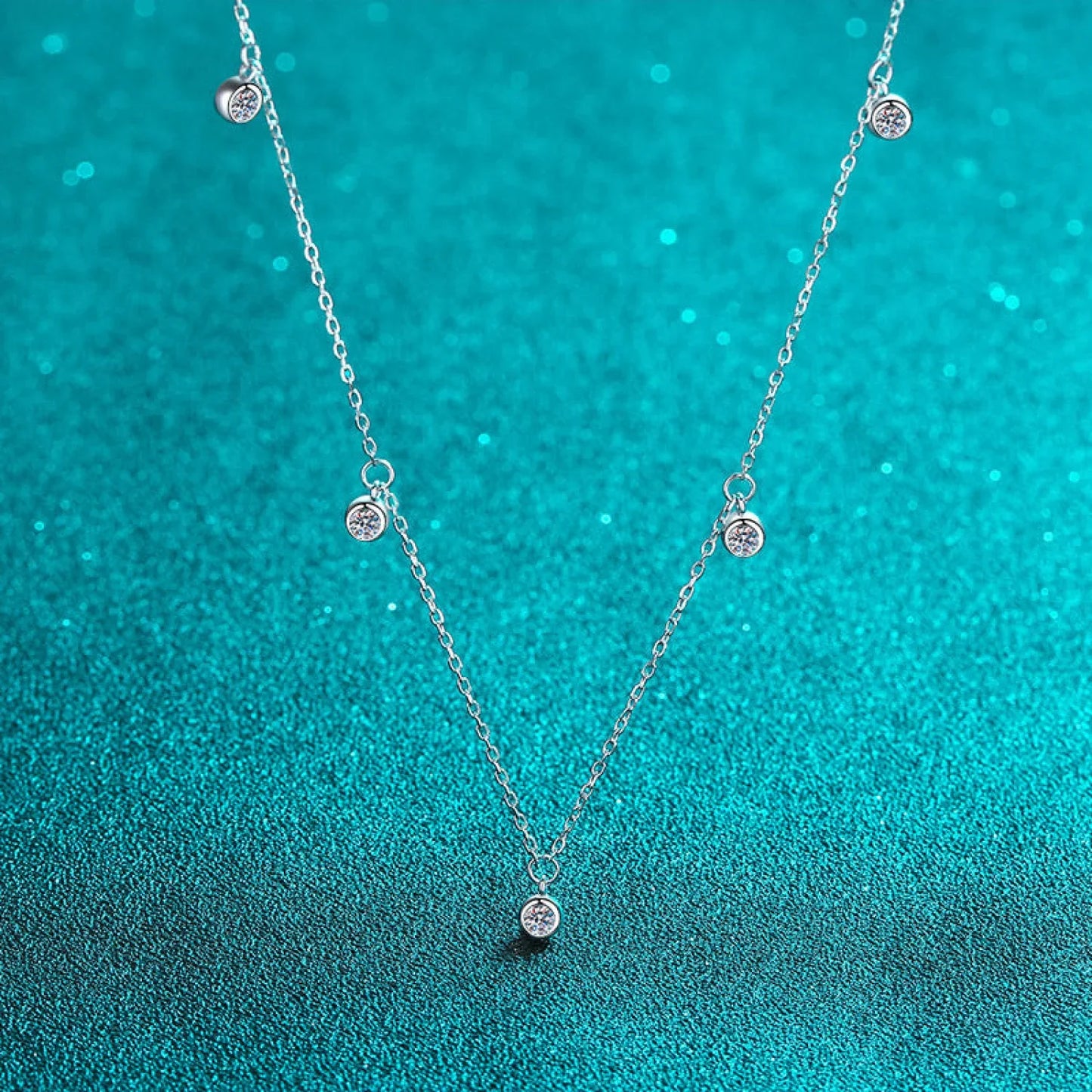 Star Clavicle 925 Sterling Silver Moissanite Necklace Cam