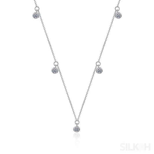 Star Clavicle 925 Sterling Silver Moissanite Necklace Cam