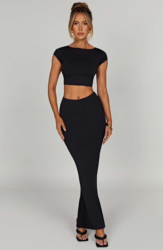 Yazmin Maxi Skirt - Black - Sassygrove