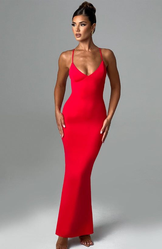 Zara Maxi Dress - Red - Sassygrove