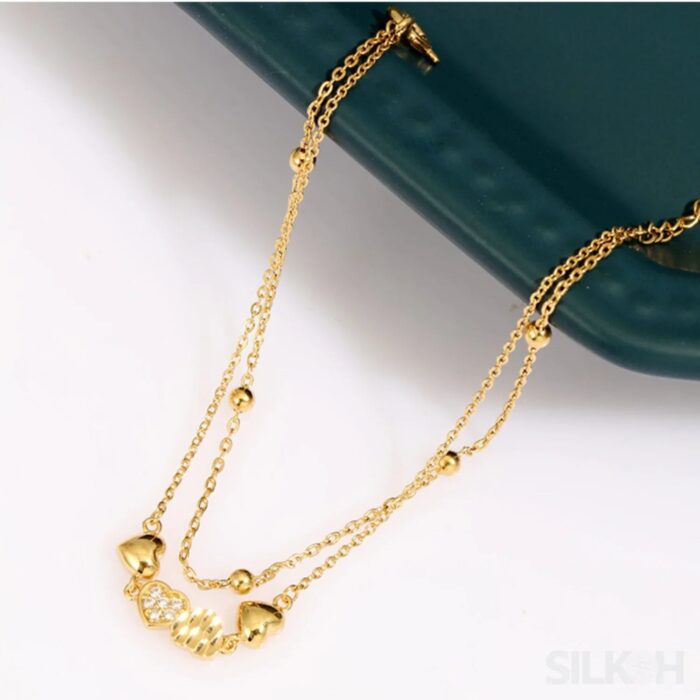 18K Gold Plated Sterling Silver Double Layer Bracelet Cia - Sassygrove