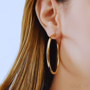 18K Gold Plated Sterling Silver Hoop Earrings Jen - Sassygrove