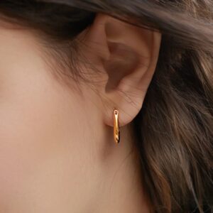 18K Gold Plated Sterling Silver Hoop Earrings Sue - Sassygrove