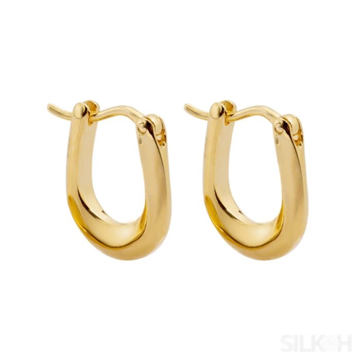 18K Gold Plated Sterling Silver Hoop Earrings Sue - Sassygrove