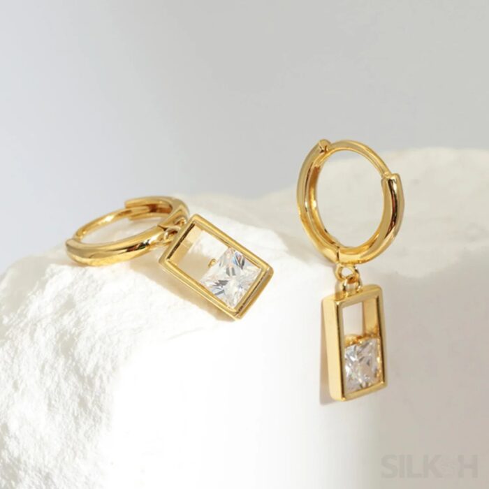 18K Gold Plated Sterling Silver Hoop Earrings Zoe - Sassygrove