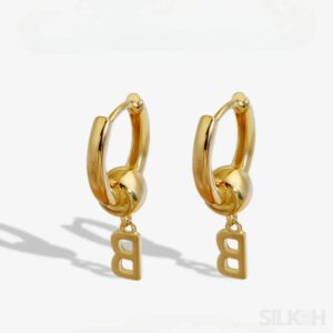 18K Gold Plated Sterling Silver Hoop Initial Earrings Uma - Sassygrove
