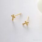 18K Gold Plated Sterling Silver Minimalist Stud Earrings Mae - Sassygrove
