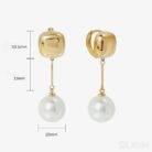 18K Gold Plated Sterling Silver Pearl Drop Hoop Earrings Rio - Sassygrove