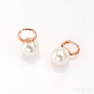 18K Gold Plated Sterling Silver Pearl Hoop Earrings Dot - Sassygrove