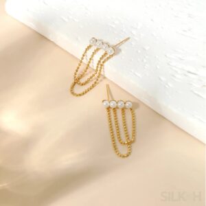 18K Gold Plated Sterling Silver Pearl Tassel Earrings Kay - Sassygrove