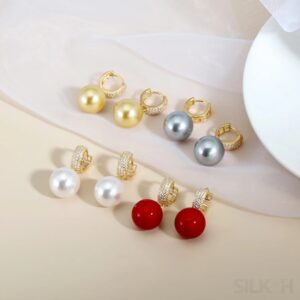 18K Gold Plated Sterling Silver Round Pearl Hoop Earrings Kai - Sassygrove