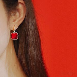 18K Gold Plated Sterling Silver Ruby Earrings Kim - Sassygrove