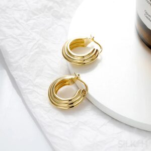 18K Gold Plated Sterling Silver Small Hoop Earrings Jax - Sassygrove