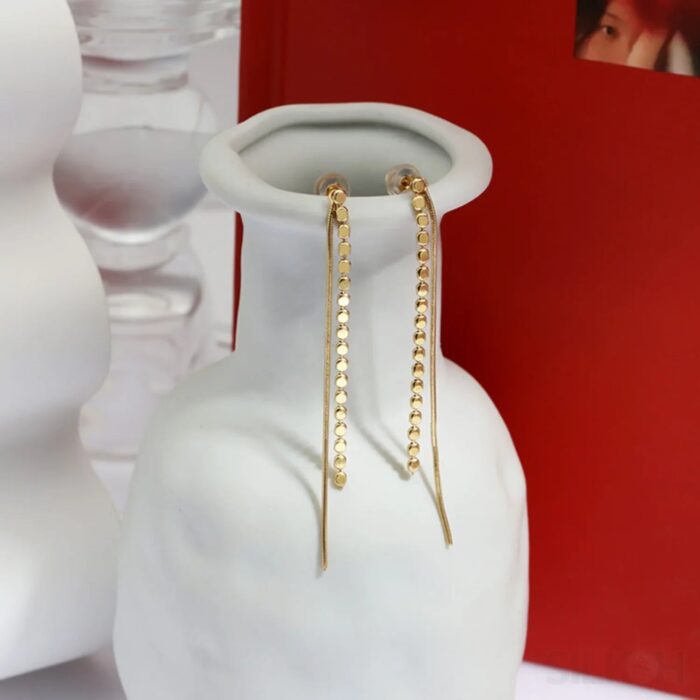 18K Gold Plated Sterling Silver Tassel Long Earrings Eloise - Sassygrove