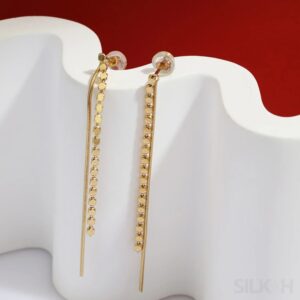 18K Gold Plated Sterling Silver Tassel Long Earrings Eloise - Sassygrove