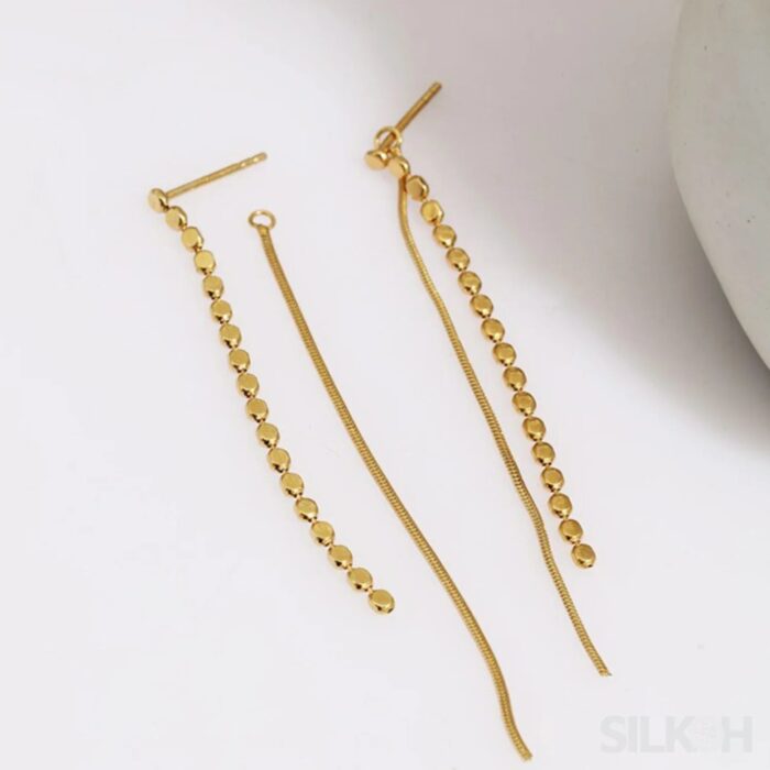 18K Gold Plated Sterling Silver Tassel Long Earrings Eloise - Sassygrove