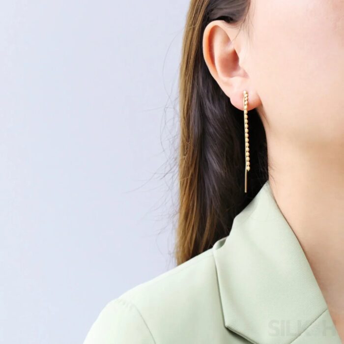 18K Gold Plated Sterling Silver Tassel Long Earrings Eloise - Sassygrove