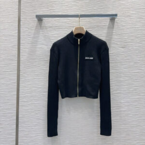 Zip-Up Cropped Ribbed Cardigan - Sassygrove