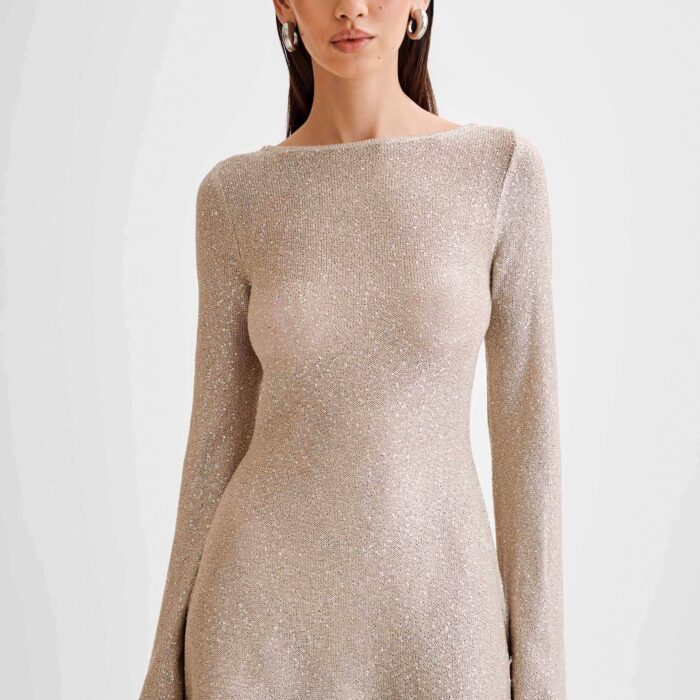 Taupe Twilight Sequin Mini Dress - Sassygrove