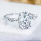 4.5ct Oval Cut Sterling Silver Moissanite Engagement Ring Aliyah - Sassygrove