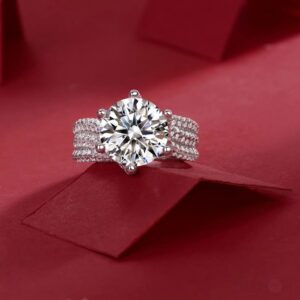 5 Carat Moissanite Sterling Silver Split Shank Engagment Ring Ashley - Sassygrove