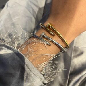 ARIJ stamped half diamond  pin bangle - Sassygrove