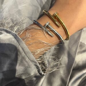 ARIJ stamped half diamond  pin bangle - Sassygrove