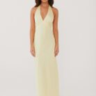 Heavy Hearted Satin Maxi Dress - Lemon - Sassygrove