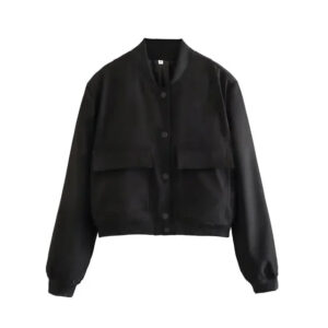 Woman Bomber Jacket-Black - Sassygrove