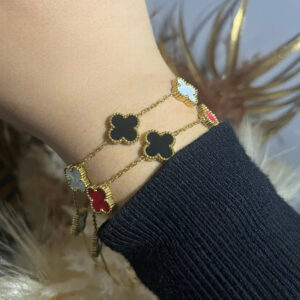 Gold Multi Colour Clover Bracelet - Sassygrove